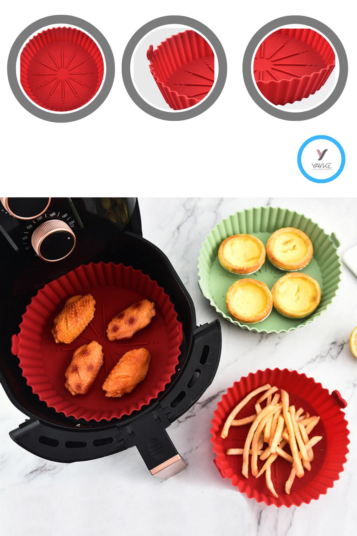 Yayke Silikon Pişirme Kap Air Fryer Hava Fritözü Pişirme Kabı Tüm