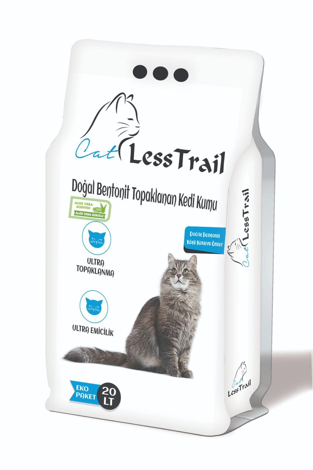 Less Trail 20 Lt İnce Tane Aloevera Kokulu Beyaz Bentonit Kedi Kumu