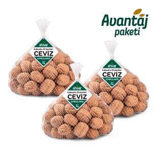 Ahsaf Kabuklu Chandler Yerli Ceviz (Jumbo/Large) 1 Kg File (3'lü Ekonomik Paket)