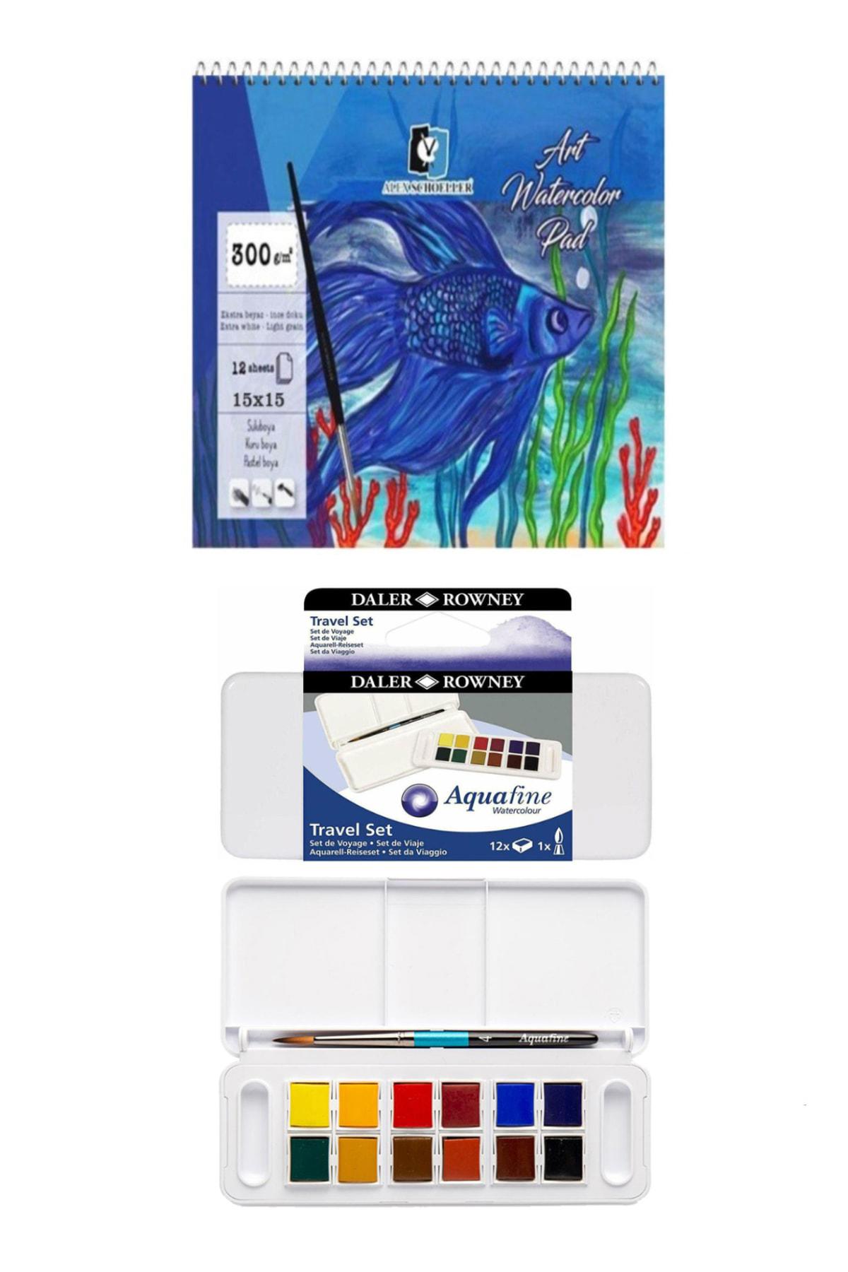 Alex Spiralli Suluboya Defteri 300 Gr 12 Yp 15x15 Cm Daler Rowney Aquafine Suluboya Set 12'li