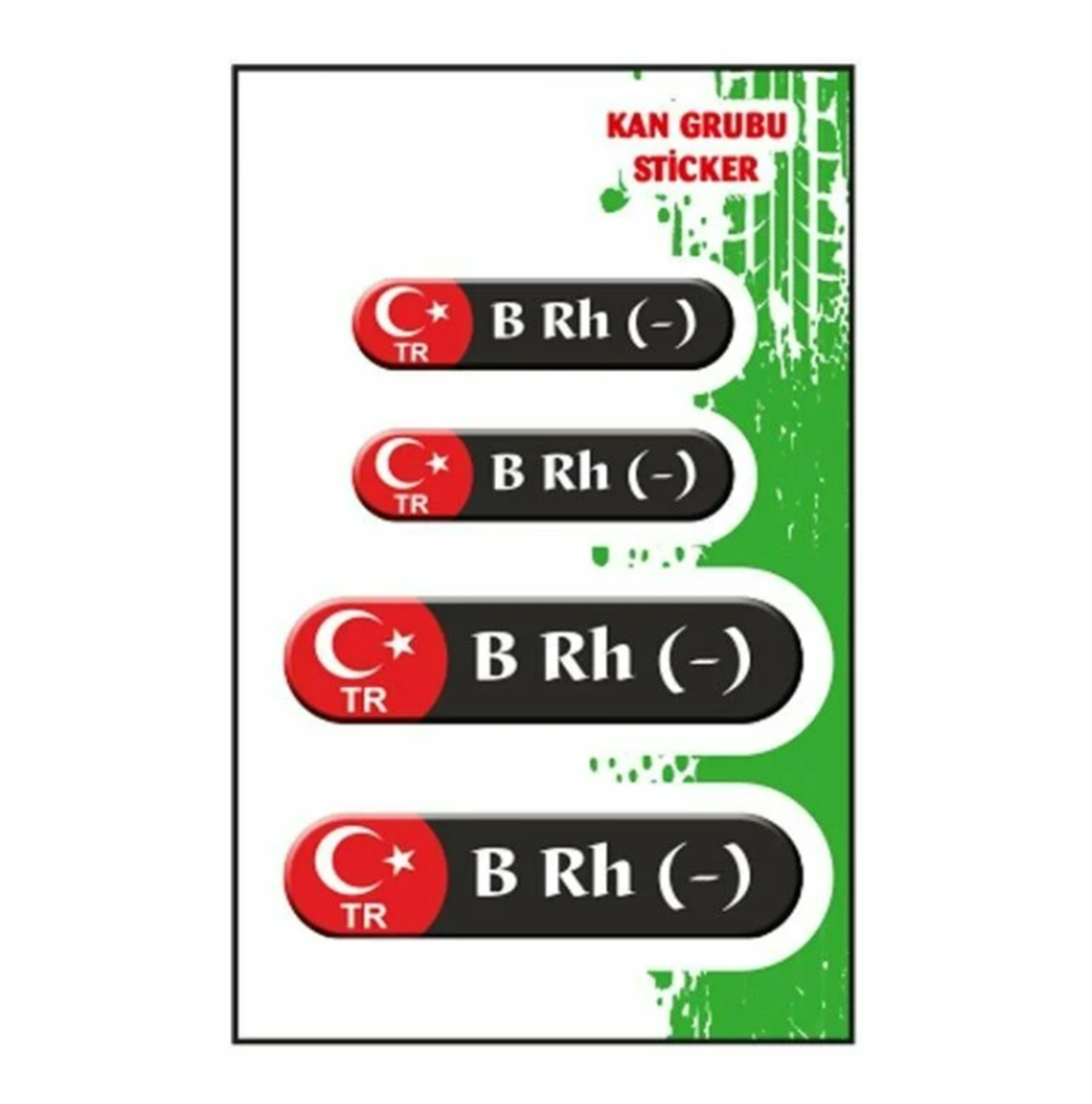 Wolf Kan Grubu B Rh(-) Siyah Dörtlü Damla Etiket