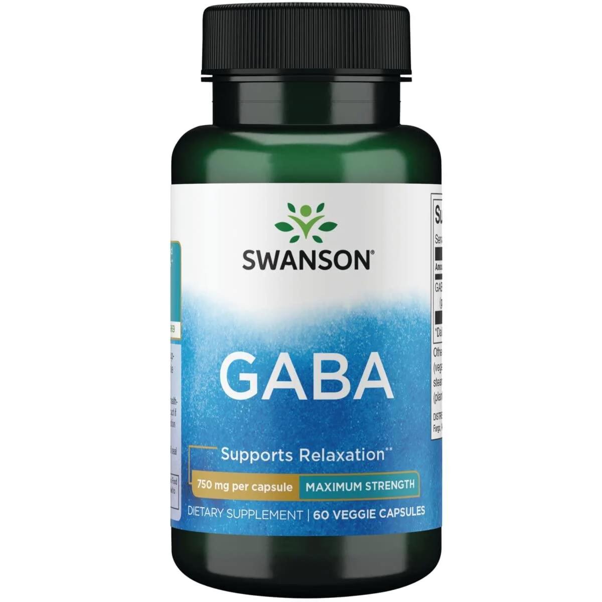 Swanson, GABA, Maximum Strength, 750 mg, 60 Veggie Strength