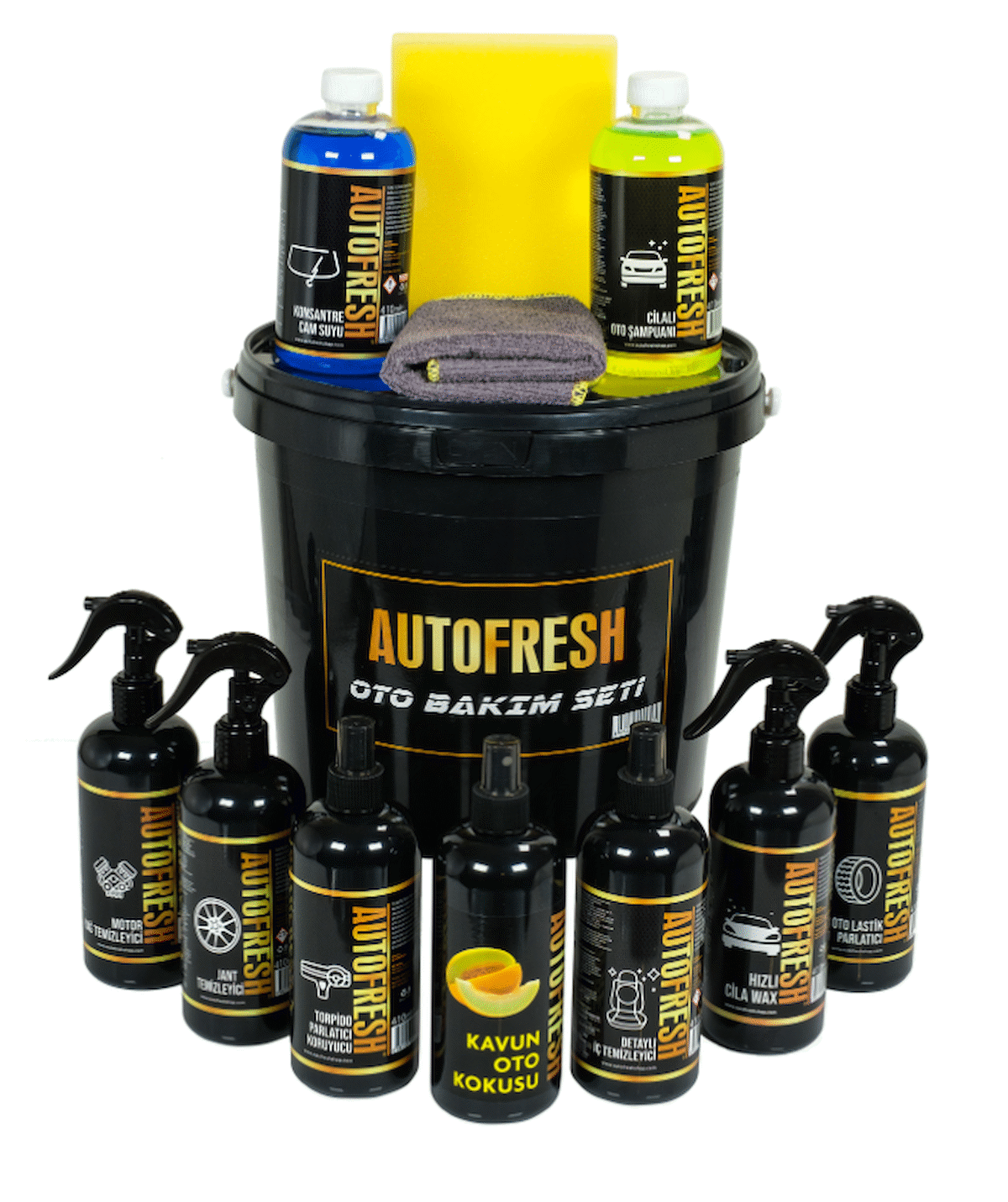 AutoFresh 12'li Efsane Set Araç Araba Yıkama Bakım Seti Fırsat Full Oto Bakım Temizlik Seti