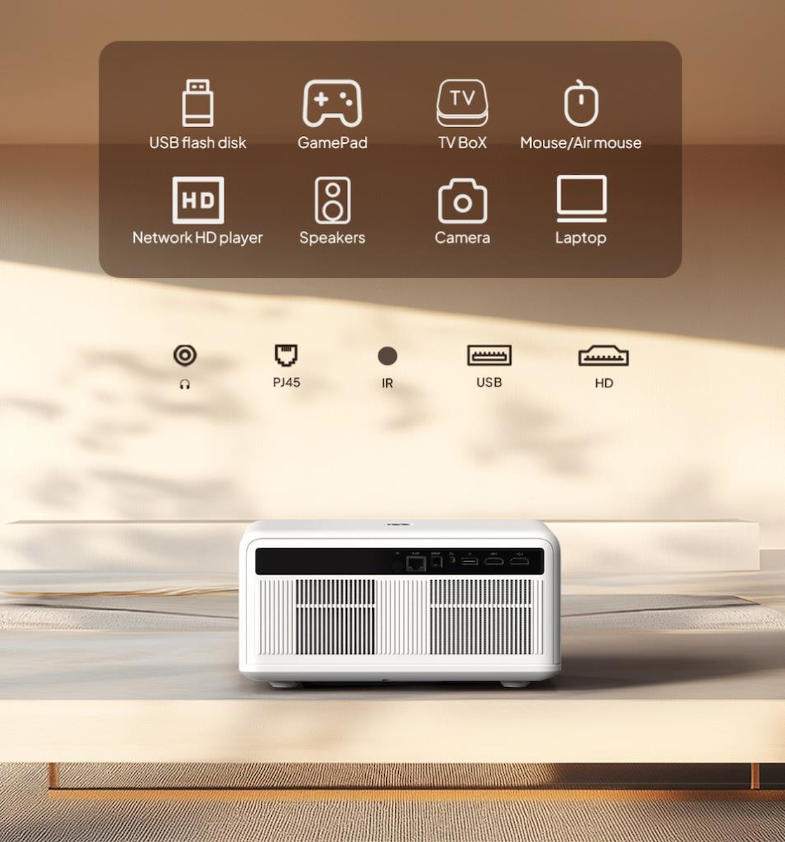 BYINTEK U14 Pro Full HD Projeksiyon Cihazı, 1500 ANSI Lümen, Toz Geçirmez Optik Motor, MEMC, HDR10, Android 11, 24W Surround Ses