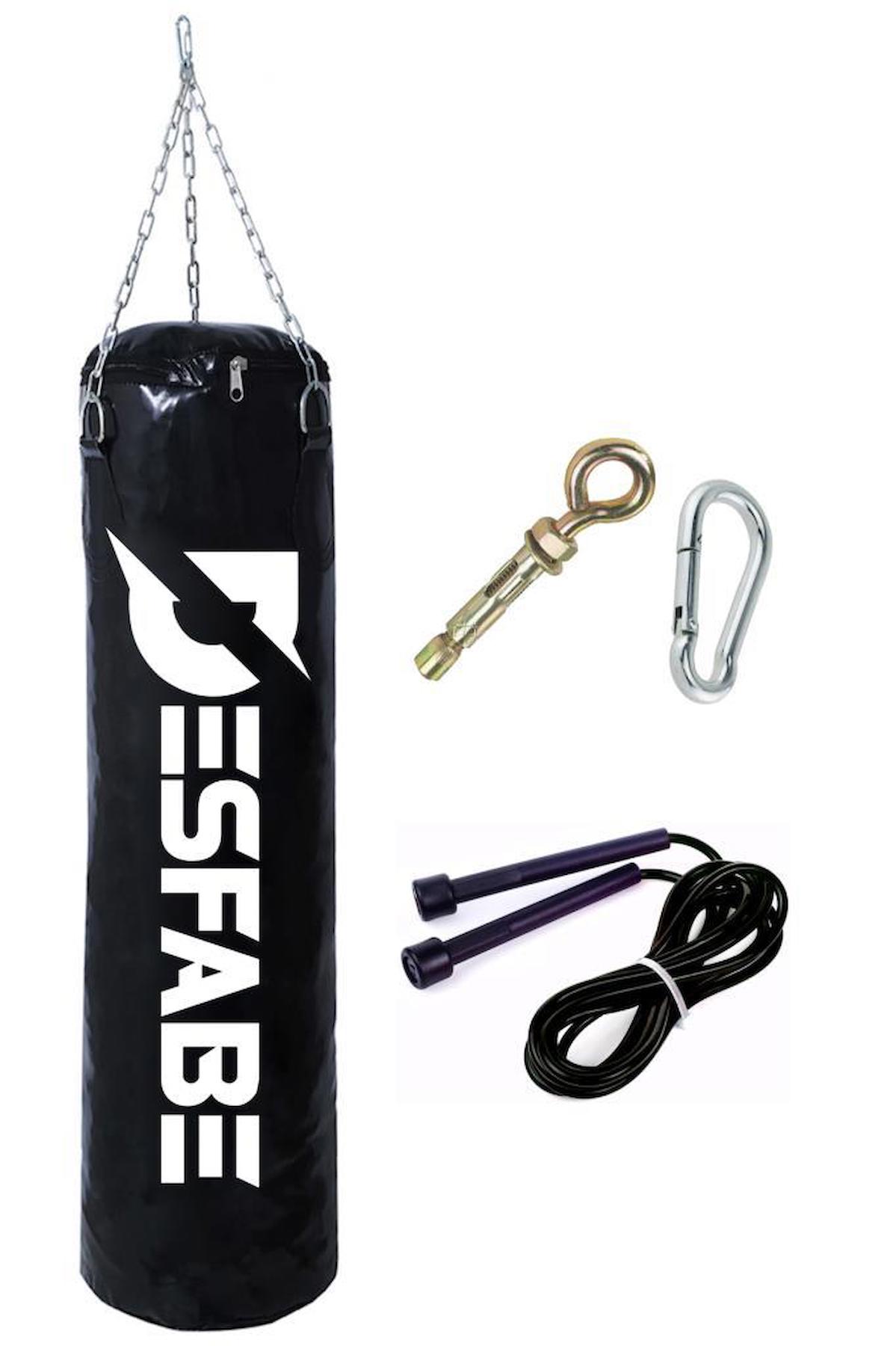 Desfabe Boxing Star 70x25 Cm Zincirli Boks Kum Torbası Siyah+Askı Aparatı+Atlama İpi