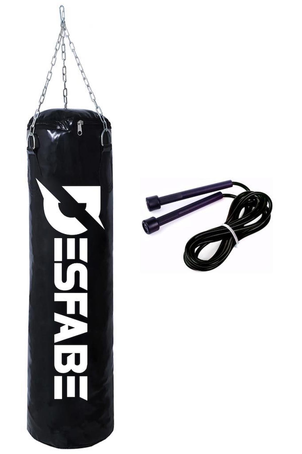 Desfabe Boxing Star 70x25 Cm Zincirli Boks Kum Torbası Siyah+Atlama İpi