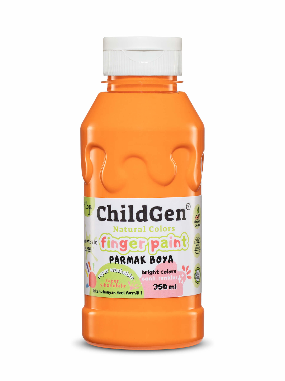 ChildGen Süper Yıkanabilir Parmak Boya 350ml - Turuncu