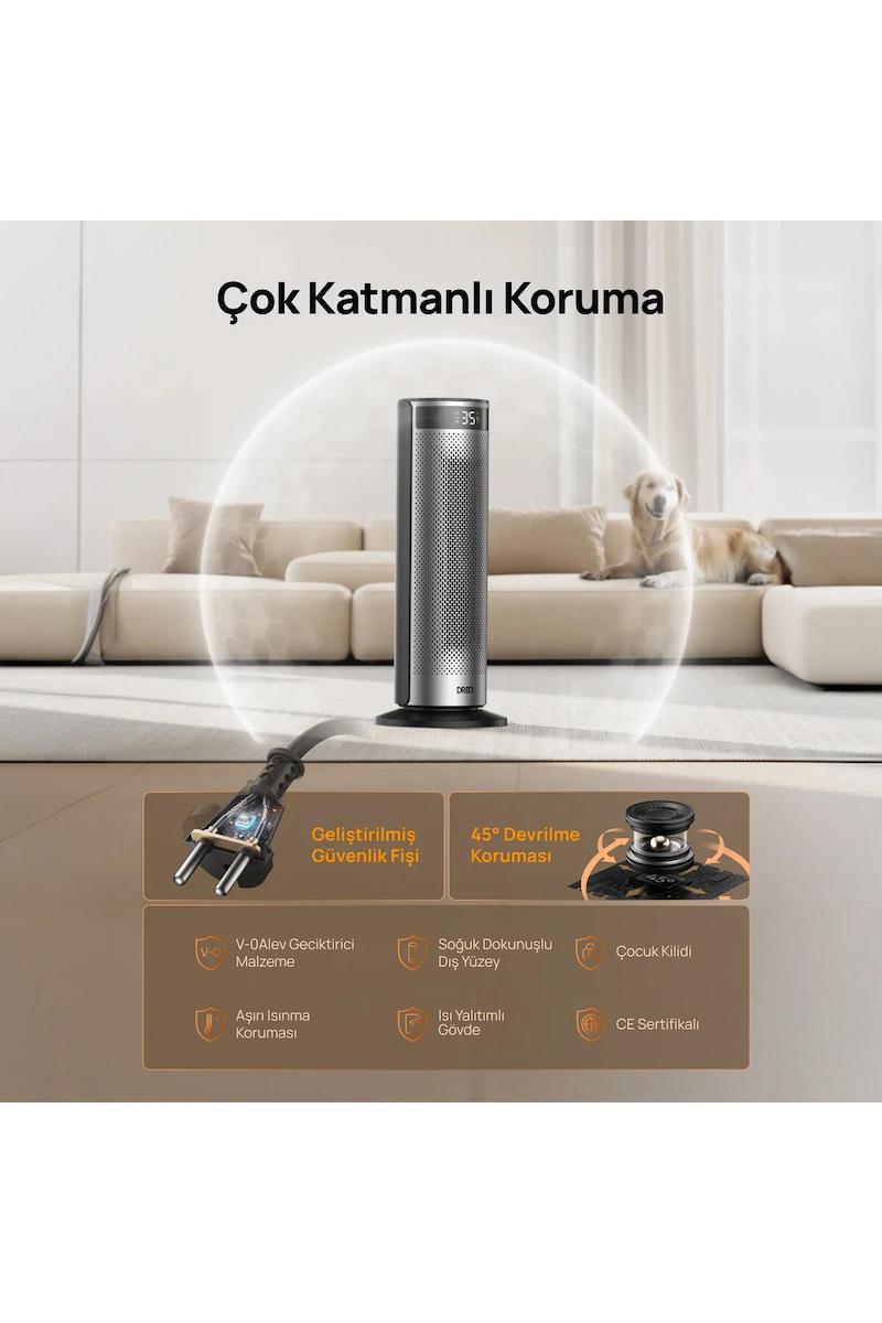 DREO Solaris 628 Akıllı Elektrikli Isıtıcı – Hızlı Isıtma, Sessiz Çalışma, Enerji Tasarruflu Isı Kontrolü