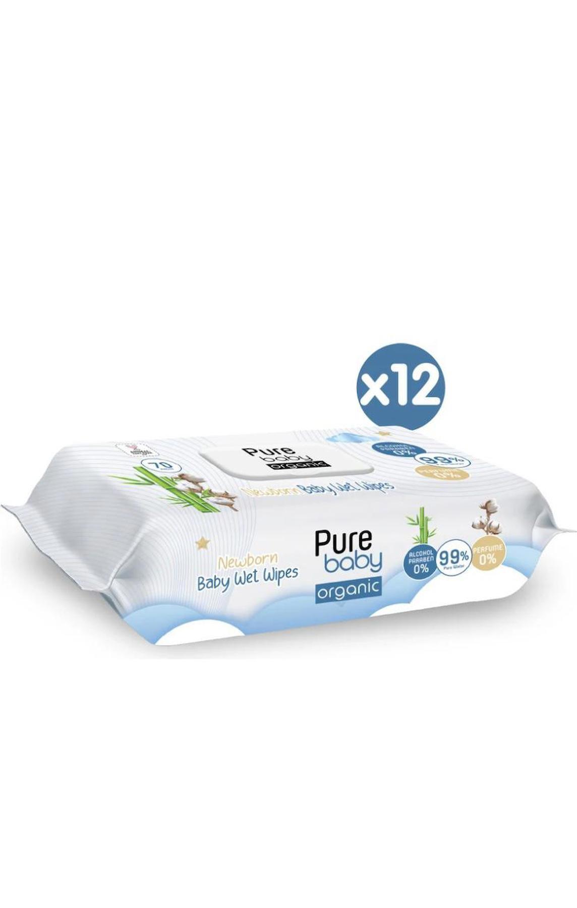 Pure Baby Organic Yenidoğan Islak Havlu 12x70 (840 Yaprak)