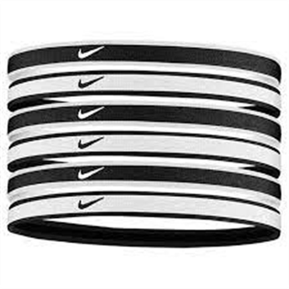 NIKE SWOOSH SPORT HEADBANDS 6 PK TIPPED WHITE/BLACK/WHITE OS