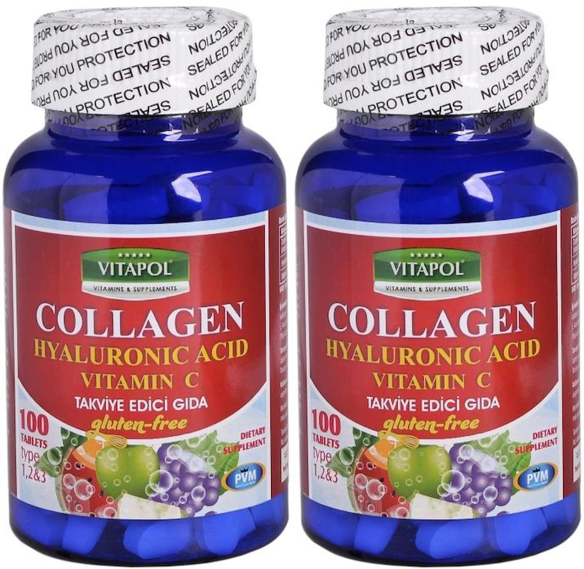 Vitapol Hydrolyzed Collagen Hyaluronic Acid Vitamin C 2x100 Tablet Hidrolize Kolajen Hyaluronik Asit C Vitamini