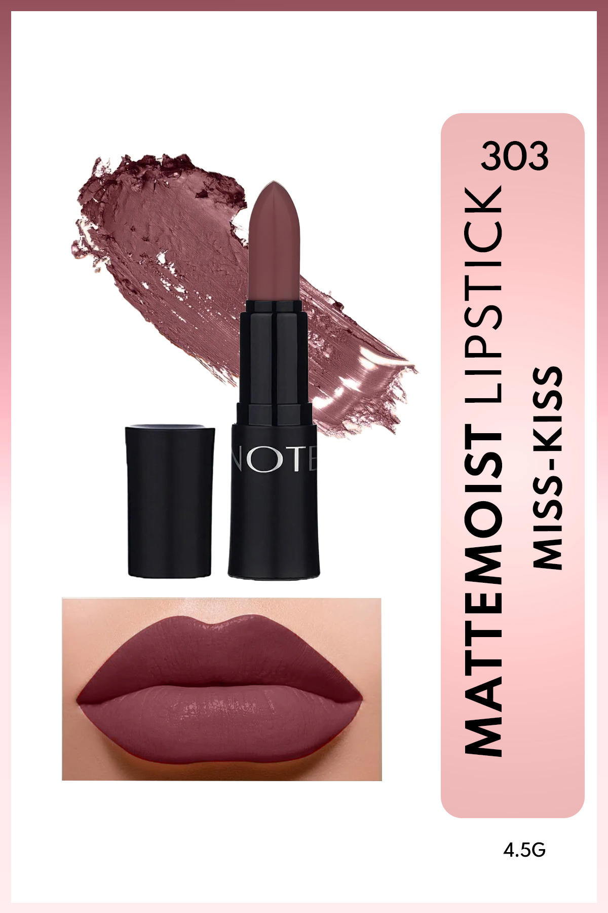 Mattemoist Lipstick Mat Bitişli Ruj 303 Miss Kiss - Koyu Nude