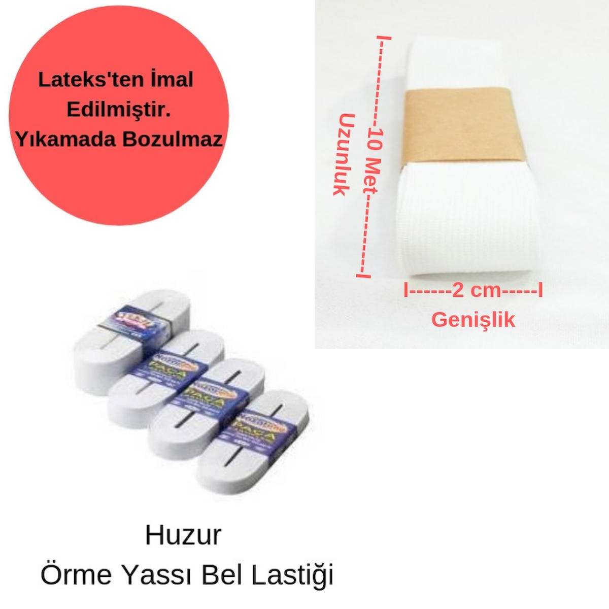 Beyaz Don Lastiği 2 cm Yassı Bel Paça Lastik Maske Lastiği