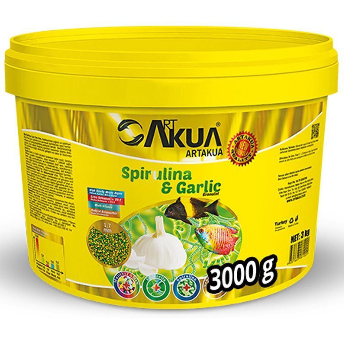 Artakua Spirulina Garlic Sarımsaklı Balık Yemi Açık 100 Gram