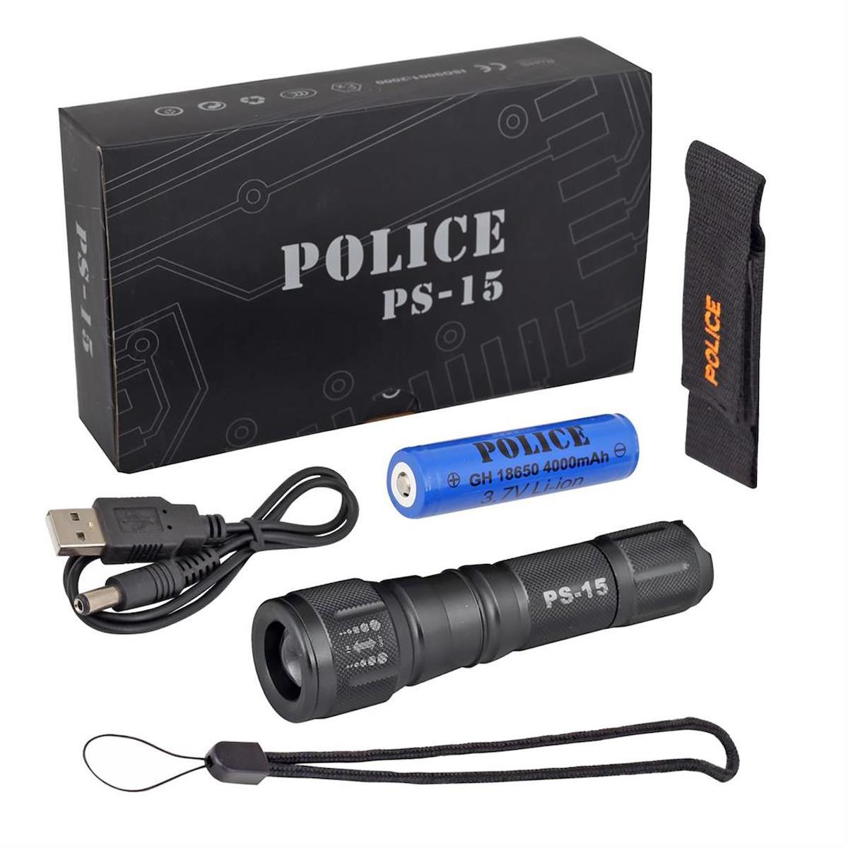 Police PS-15 Cree Power Led Zoomlu El Feneri Şarjlı