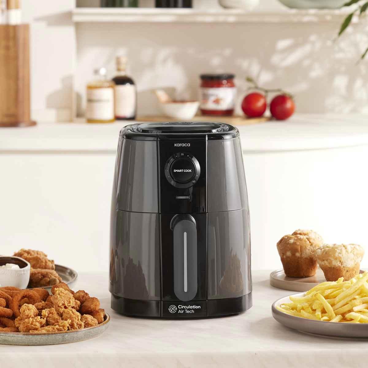 Karaca Smart Cook 60 Dakikaya Kadar Zaman Ayarlı Compact Airfryer Space Gray 2.2L
