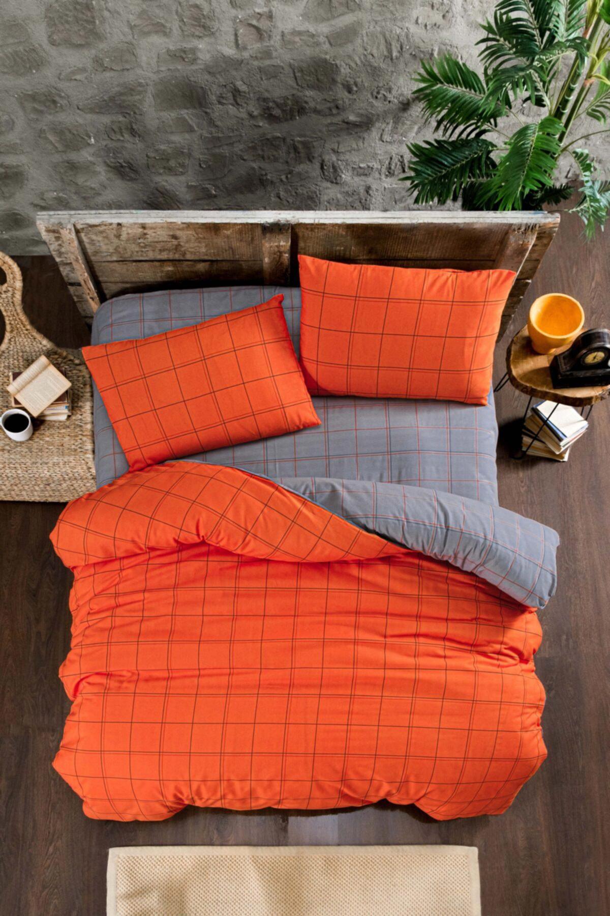 Orange Nevresim Takımı Çift Kişilik 4 Parça 200x220-Oranj