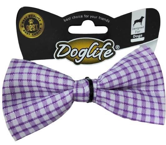 Doglife Köpekler Için Papyon Eflatun Beyaz Kareli 12 cm