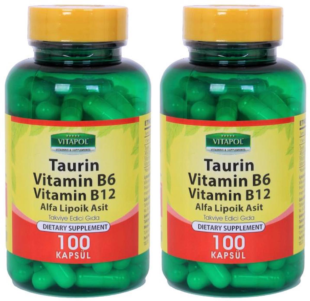 Vitapol Taurine 500 Mg Taurin 2x100 Kapsül Alpha Lipoic Acid Vitamin B6 Vitamin B12 Vitamini