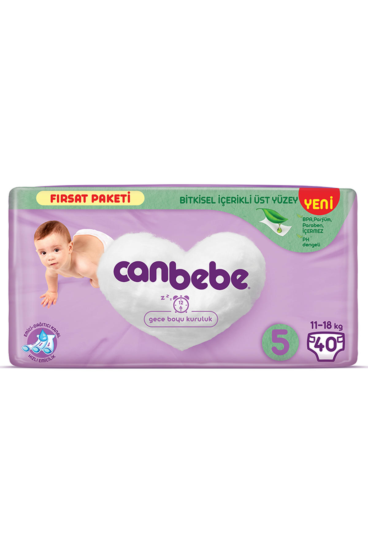 Canbebe 5 Numara Junior 40 lı Bebek Bezi 11-18 Kg