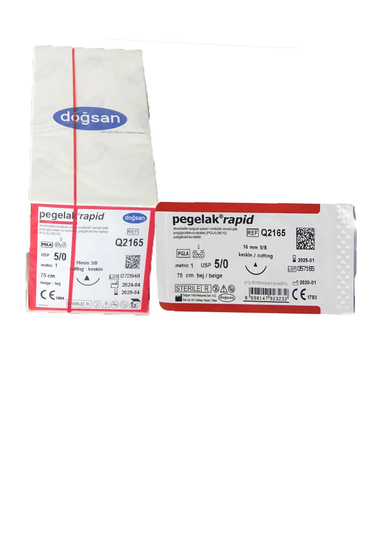 Pegelak Rapid 5/0 16mm 3/8 Keskin 75cm PGLA Emilebilir Sütur Q2165 4 Adet