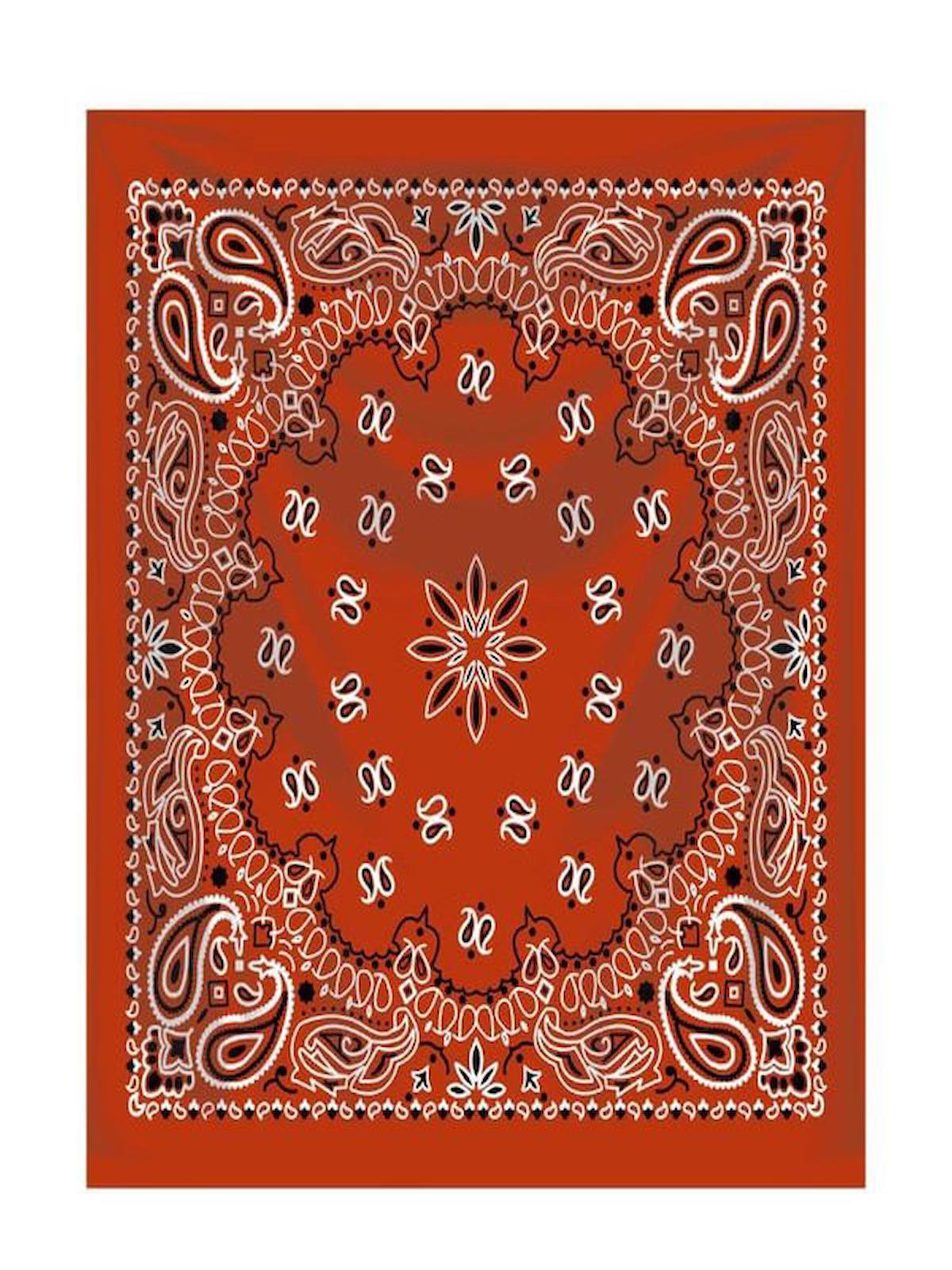 KIRMIZI KLASİK ŞAL DESENLİ KARE %100 PAMUK BANDANA 55X55 UNİSEX