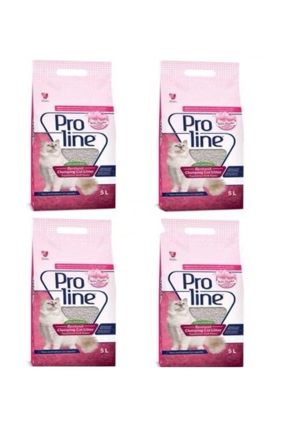 Proline Doğal Topaklanan Baby Powder Kokulu Kedi Kumu 5 Lt 4 Adet