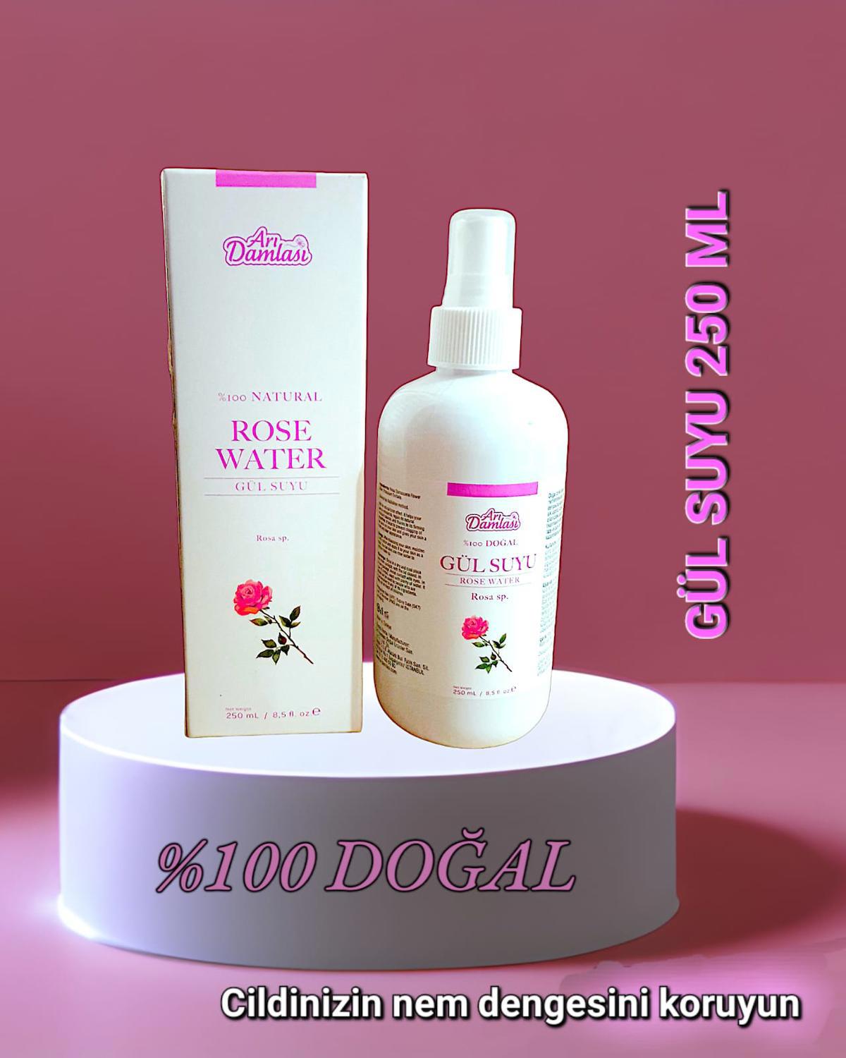 %100 Doğal Gül Suyu 250 ml Gözenek Sıkılaştırıcı, Canlandırıcı Ve Arındırıcı Tonik Sprey