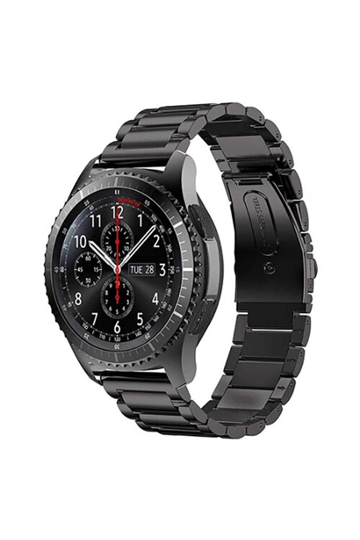 Huawei Watch GT 3 SE 22mm için Klasik Metal Kordon-04 Siyah