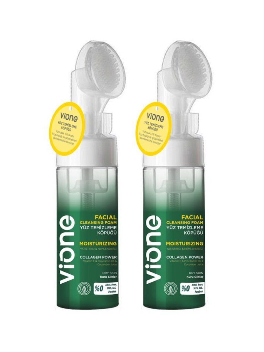 vione 2 Adet Yüz Temizleme Köpüğü 150ml Yatıştırıcı Nemlendirici Özel Fırçalı