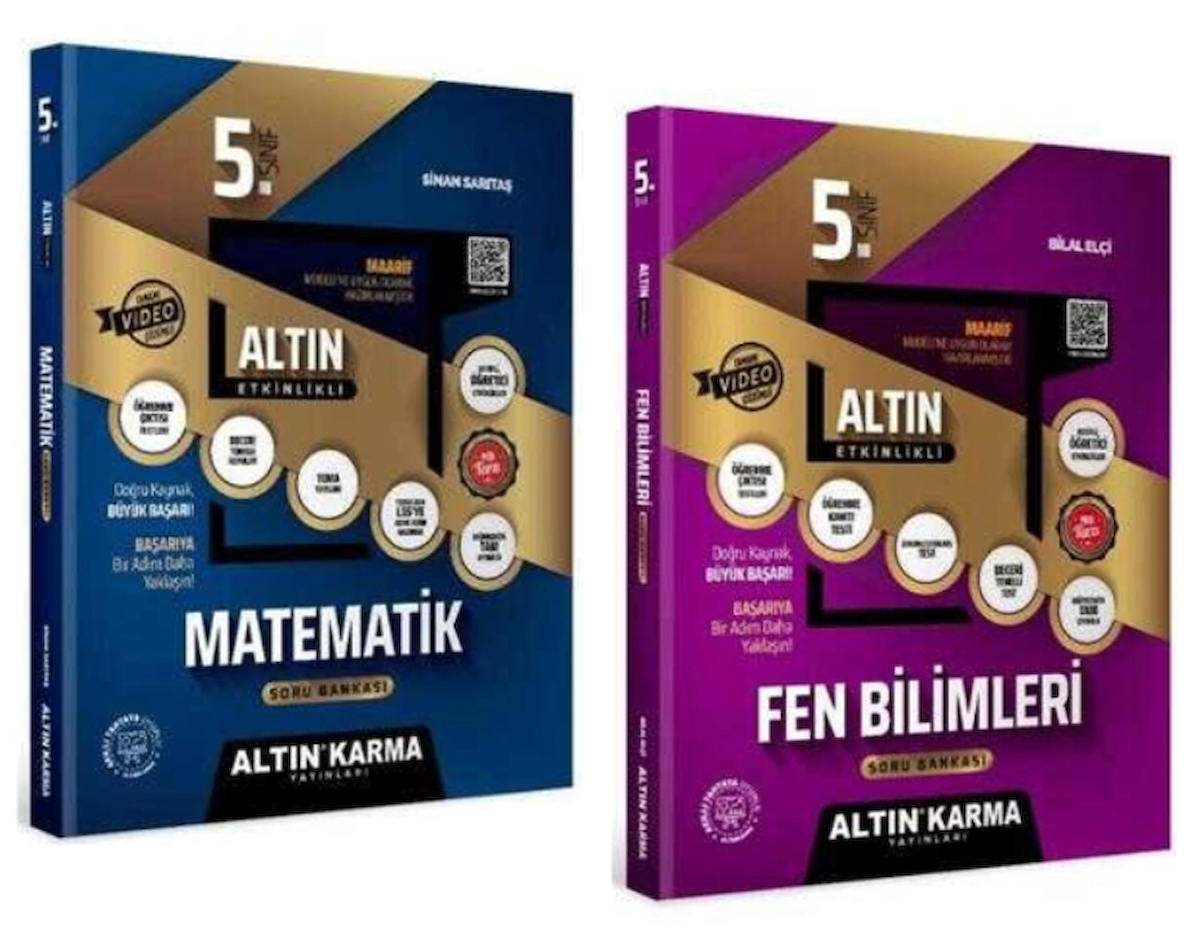 5. Sınıf Matematik + Fen Bilimleri Altın Etkinlikli Kazanım Soru Bankası