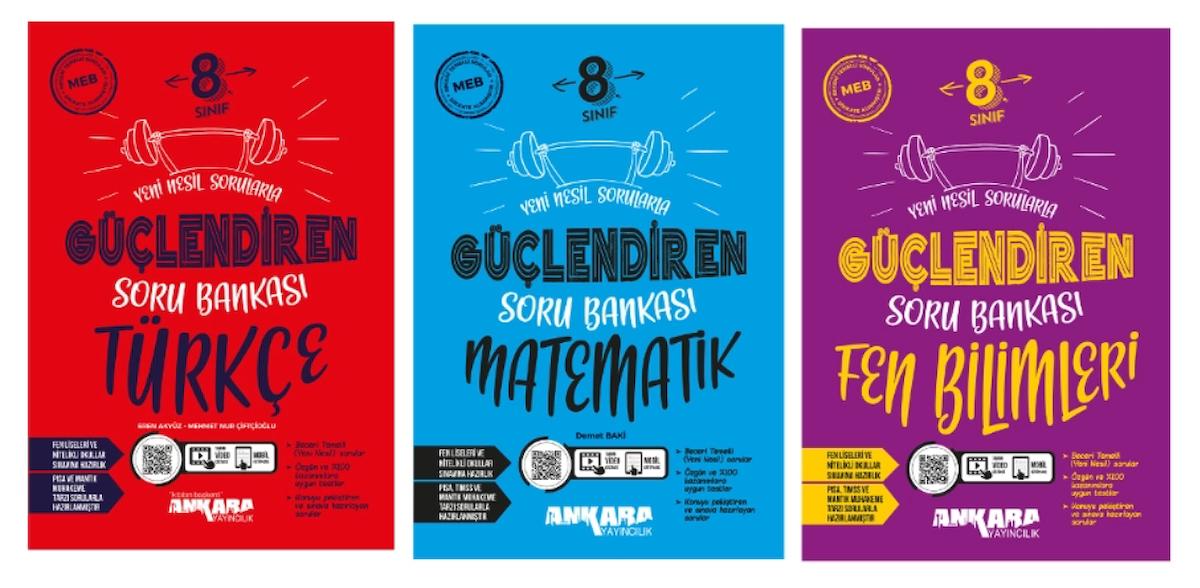 ANKARA YAYINCILIK 8. Sınıf Türkçe - Matematik ve Fen Bilimleri Güçlendiren Soru Bankaları (3 Kitap)