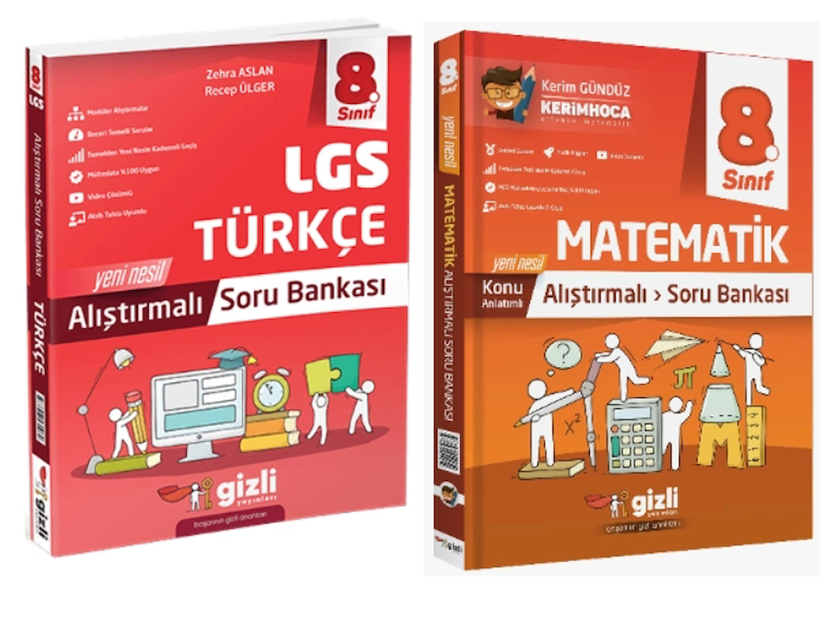 GİZLİ YAYINLARI 8. Sınıf LGS Türkçe + Matematik Alıştırmalı Soru Bankası