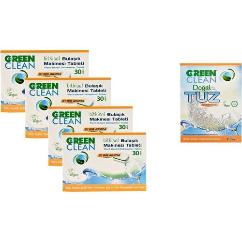 U Green Clean 120 Yıkama Tablet Bulaşık Makinesi Deterjanı 4x30 Adet & Makine Tuzu 