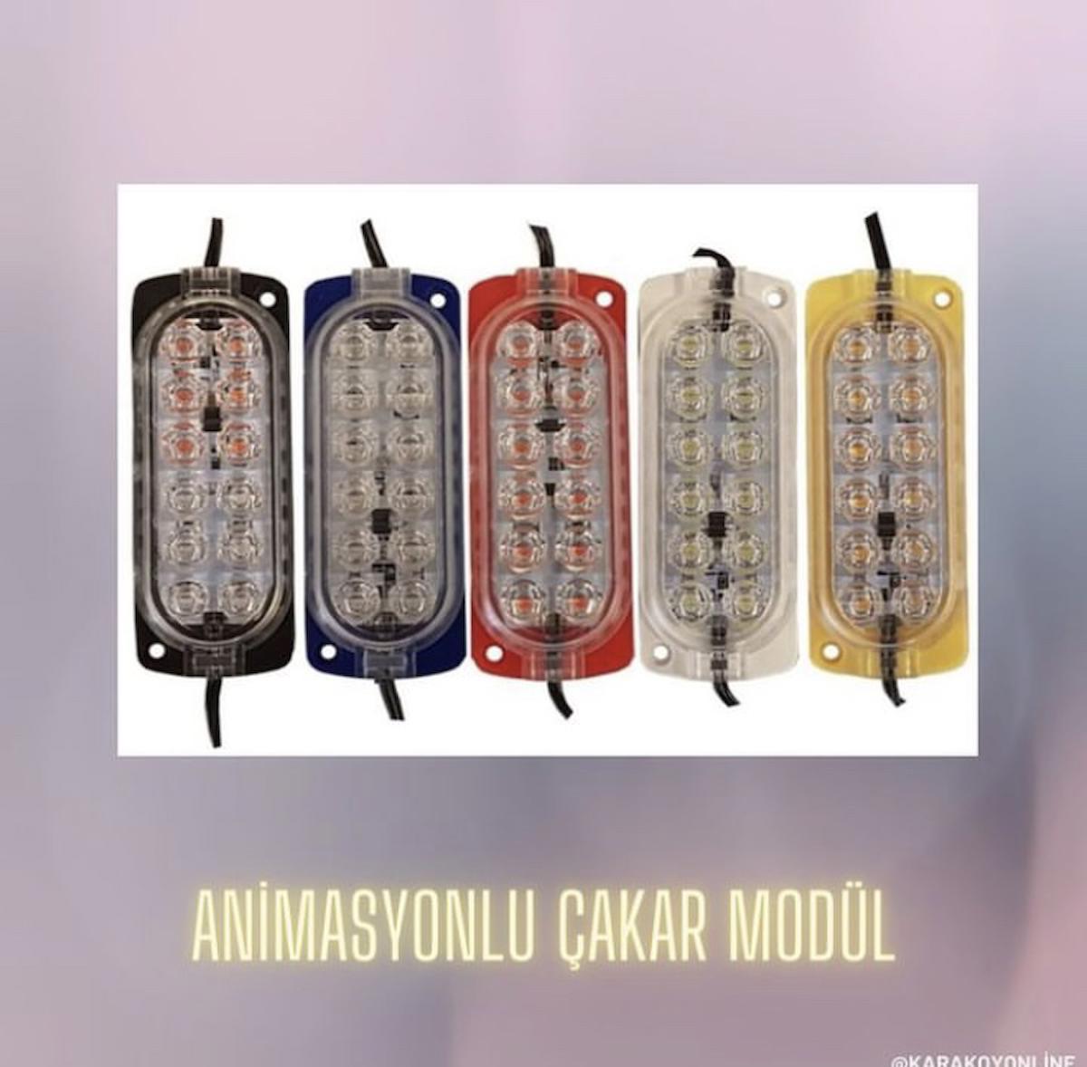 ÇAKAR ANİMASYONLU 12V 12 LEDLİ MODÜL LED IP 65 SARI