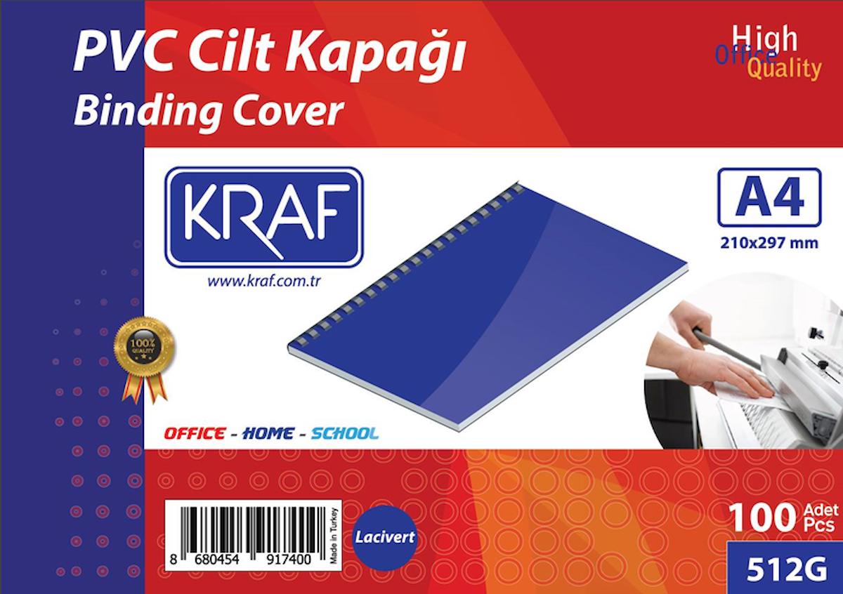 KRAF CİLT KAPAĞI A4 160 MİC. 100 LÜ LACİVERT 512G 1 Adet