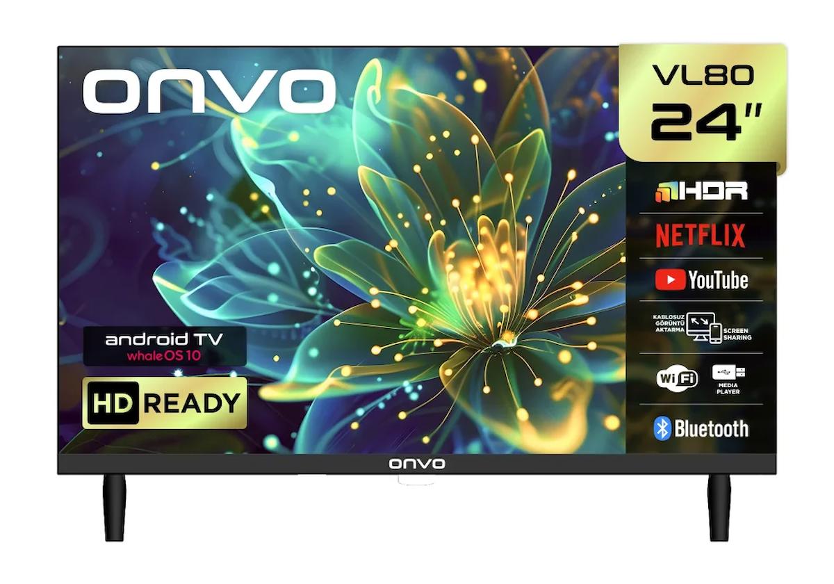 ONVO 24VL80F2HA 24 inç 60 Ekran Uydu Alıcılı Smart Çerçevesiz HD Whale OS 10 LED TV