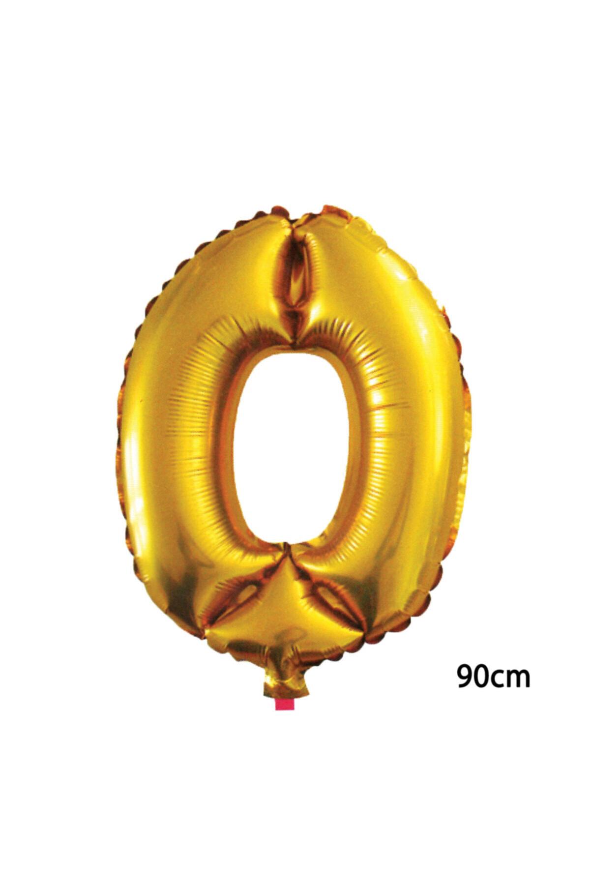 90cm 0 Rakamı Folyo Balon Altın