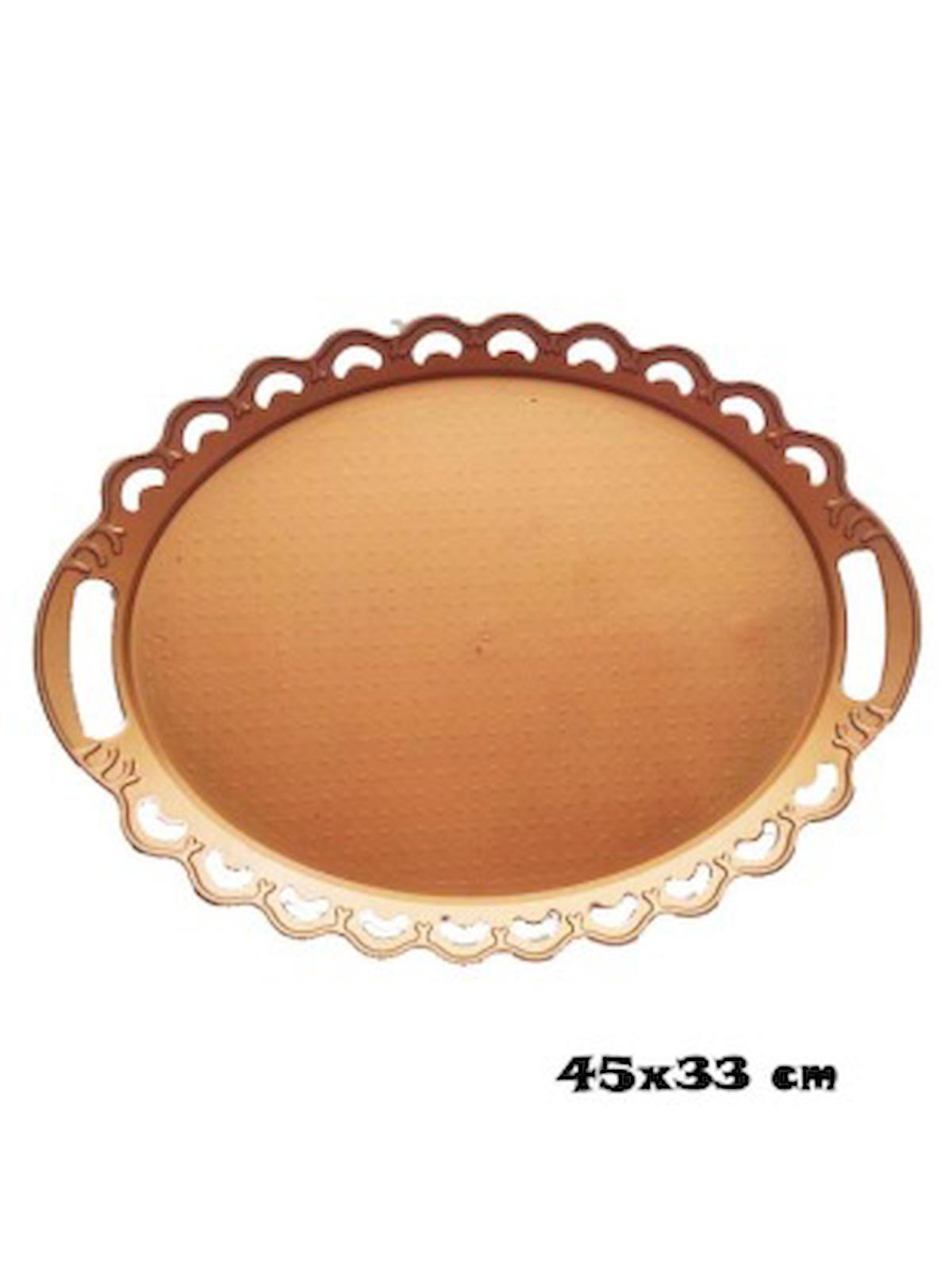 Lüx Plastik Büyük Boy Oval Servis Tepsisi 45x33 Cm Gold