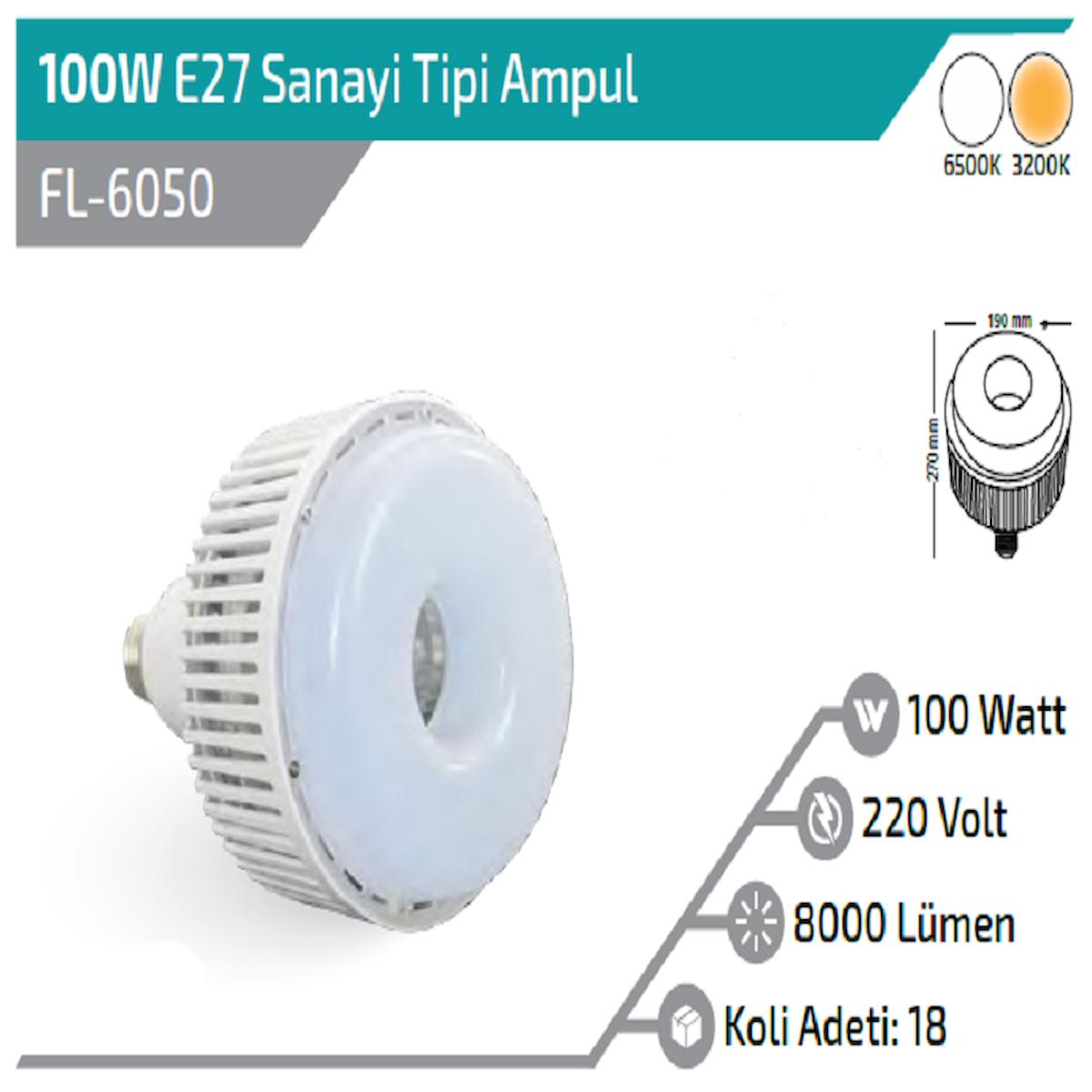 100W E27 LED ÇANAK SANAYİ TİP AMPÜL BEYAZ 6500K