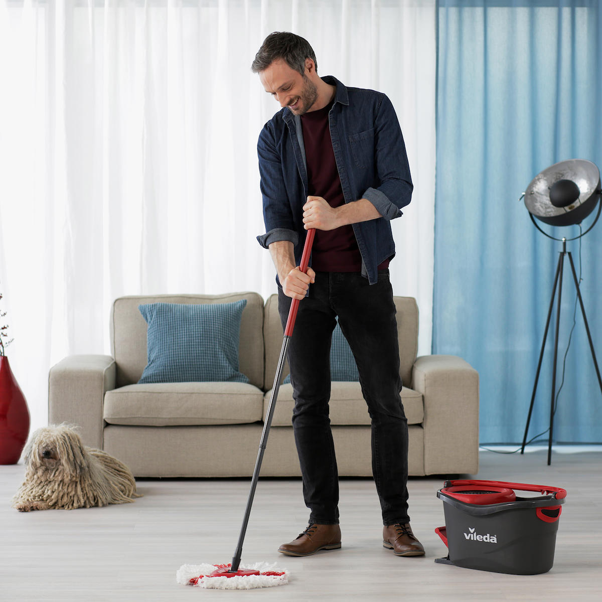 Vileda Turbo 2in1 Pedallı Temizlik Seti, Mikrofiber Paspas, Teleskopik Sap