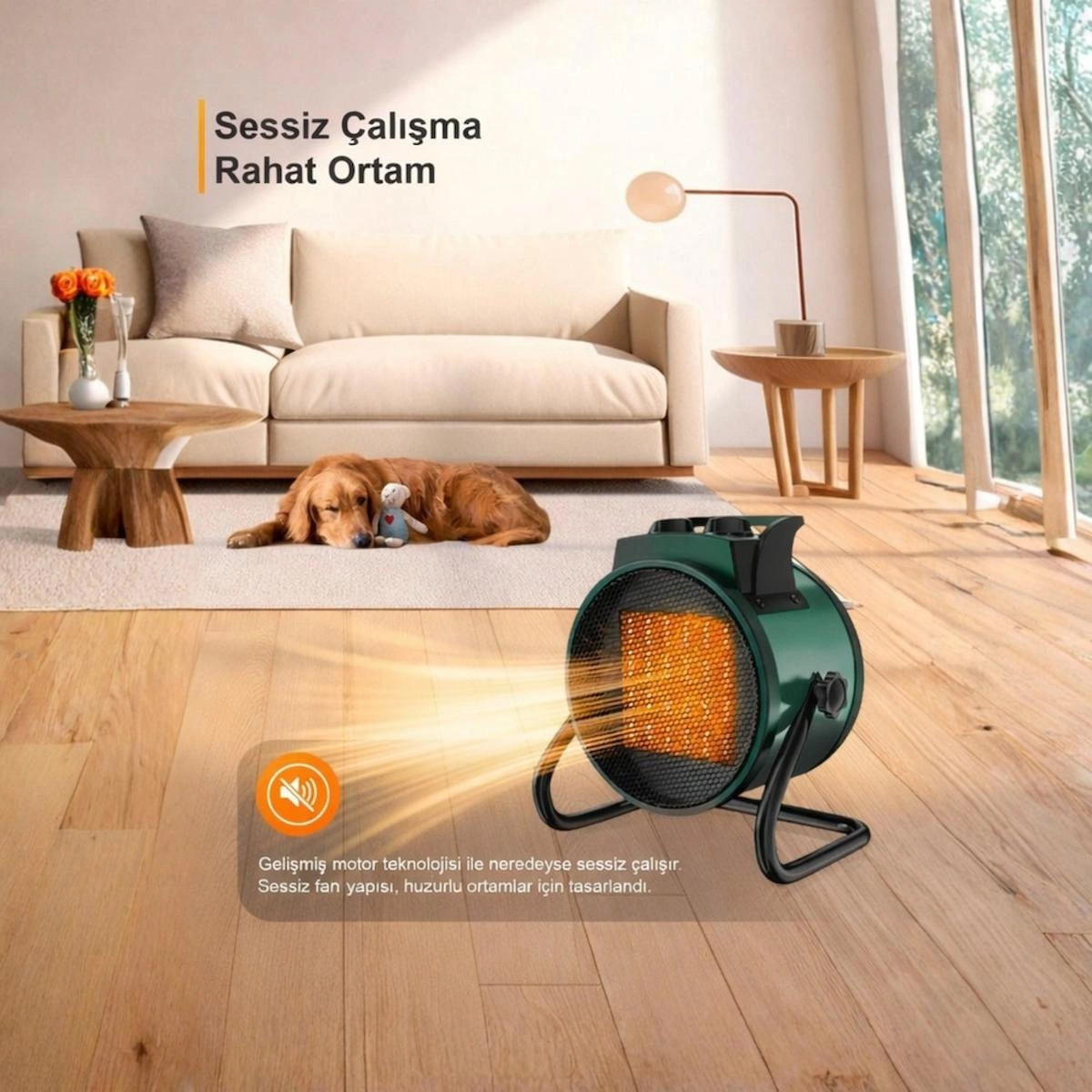 Elektrikli Fanlı Isıtıcı 3000W PTC Seramik Isıtıcı 3 Kademeli Taşınabilir Oda Ofis Masa Altı Fanlı Isıtıcı