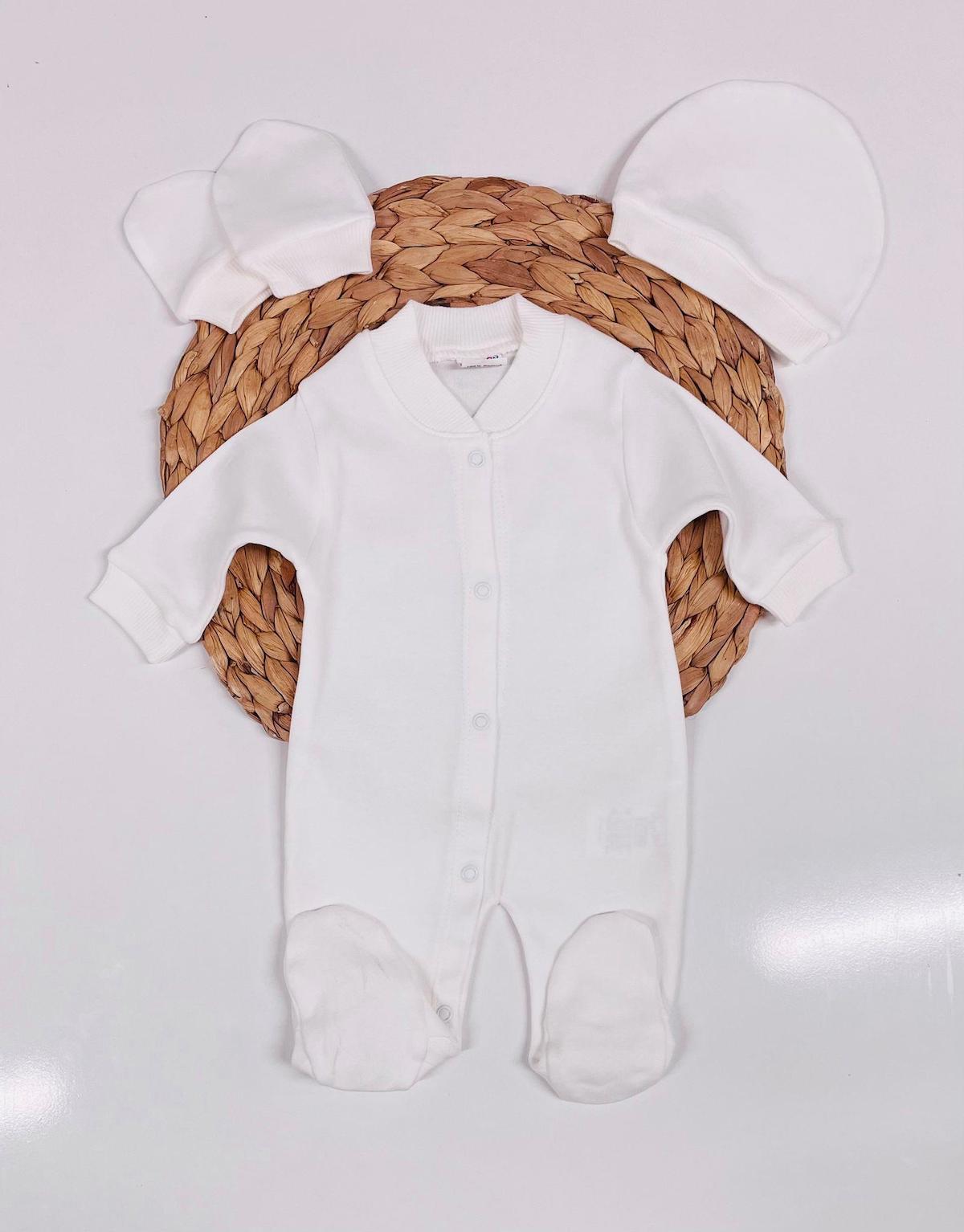 Düz Baskısız Bebek Tulum Unisex - 3lü