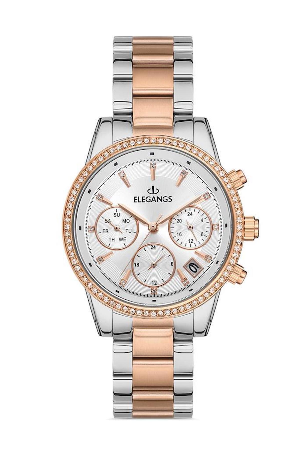 ELEGANGS EL2449.10 ROSE GOLD TAŞLI BAYAN KOL SAATİ