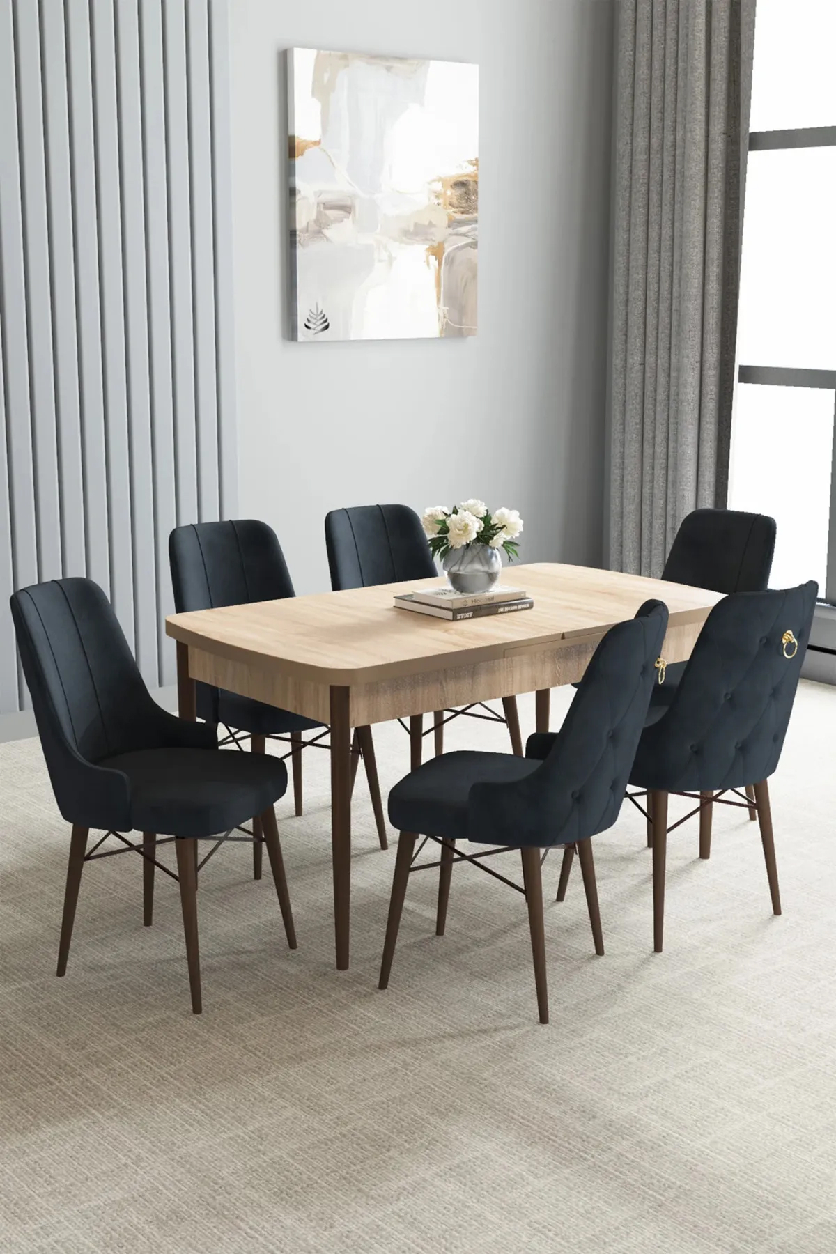 Zümra Serisi, Meşe Desen 80x132 Açılabilir Mdf Mutfak Masası