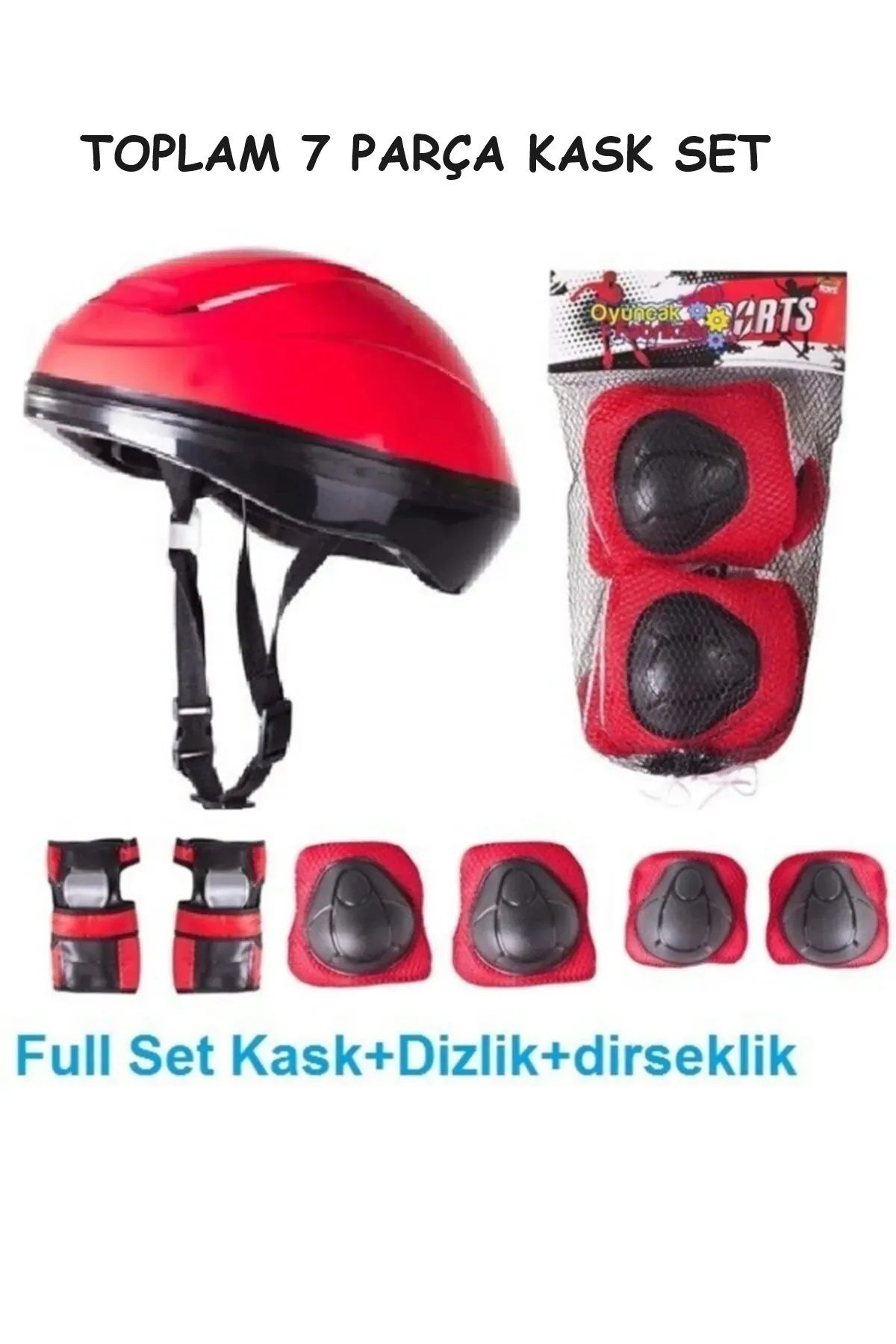 Bisiklet Scooter Kaykay İçin Kask Dizlik Dirseklik Koruyucu Set TAM 7 Parça