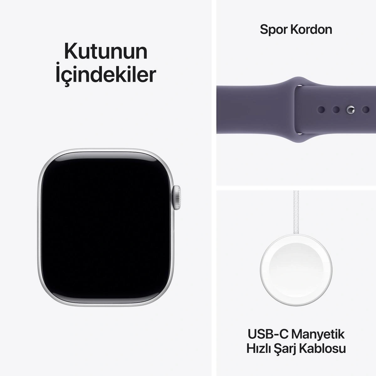 Apple Watch Series 11 GPS 42mm Silver Aluminium Case with Purple Fog Sport Band – M/L