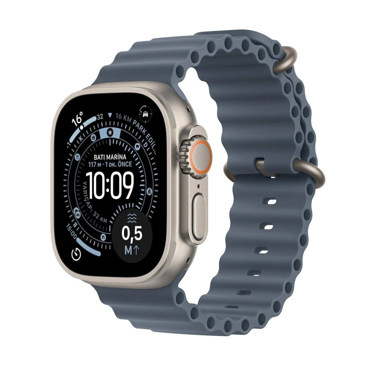 Apple Watch Ultra 3 GPS + Cellular 49mm Natural Titanium Case with Anchor Blue Ocean Band