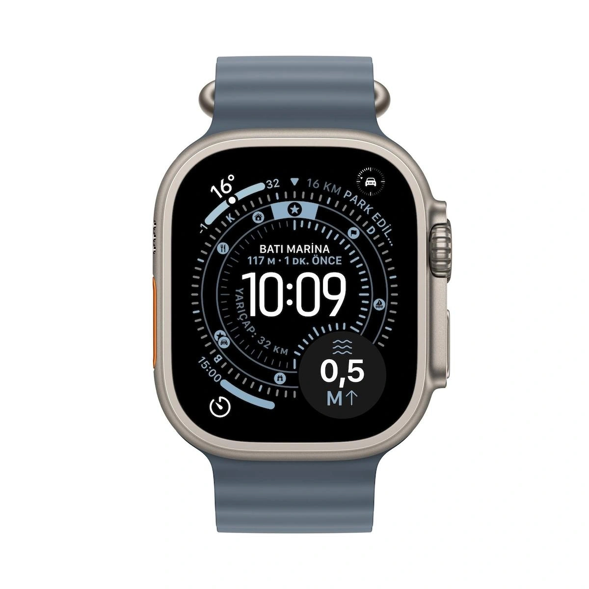 Apple Watch Ultra 3 GPS + Cellular 49mm Natural Titanium Case with Anchor Blue Ocean Band