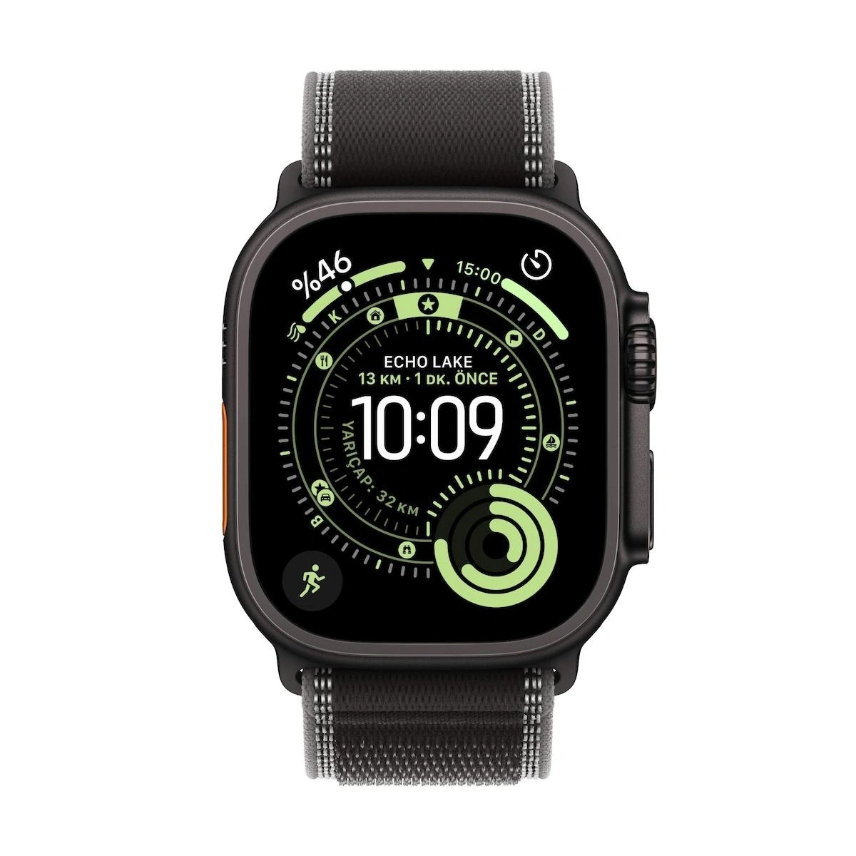 Apple Watch Ultra 3 GPS + Cellular 49mm Black Titanium Case with Black/Charcoal Trail Loop – M/L